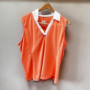 Tail Womens Sleeveless‎ Polo Shirt White Collar XL Orange